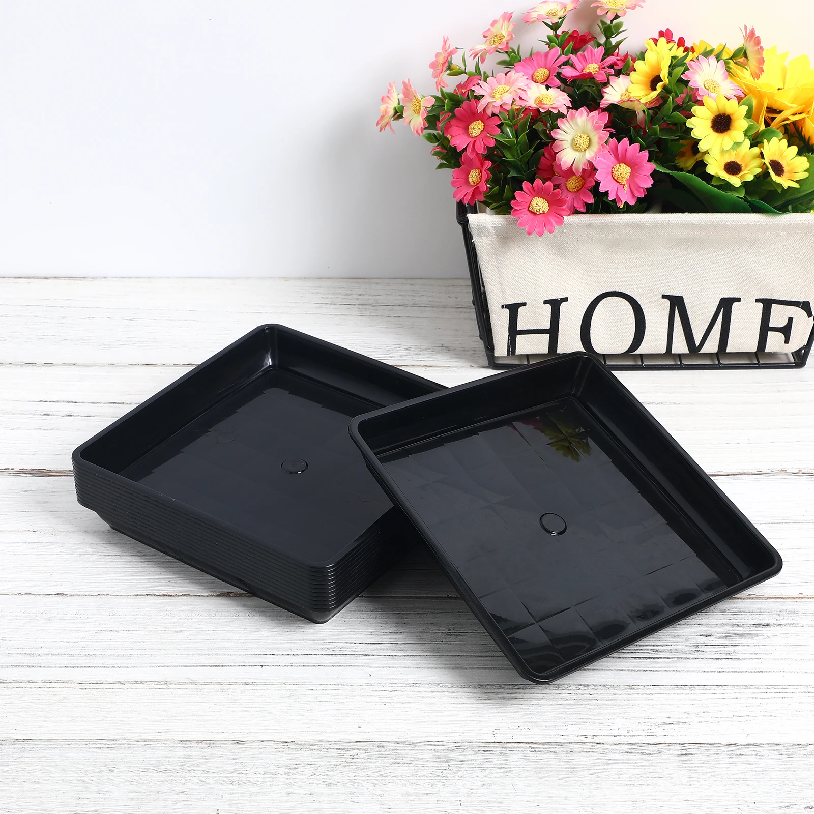 

12pcs Flowerpot Trays Bonsai Plate Bottom Tray for Flower Pot Leak-Proof Soil Spill Protection Durable Garden