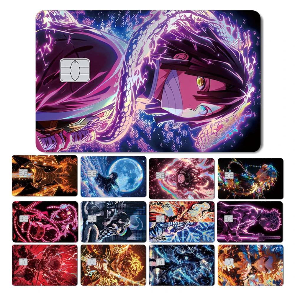 Magic Shark Cool Anime Demon Slayers Shinny Holographic Laser Skin Cover Sticker Film for Debit Credit Bank Card