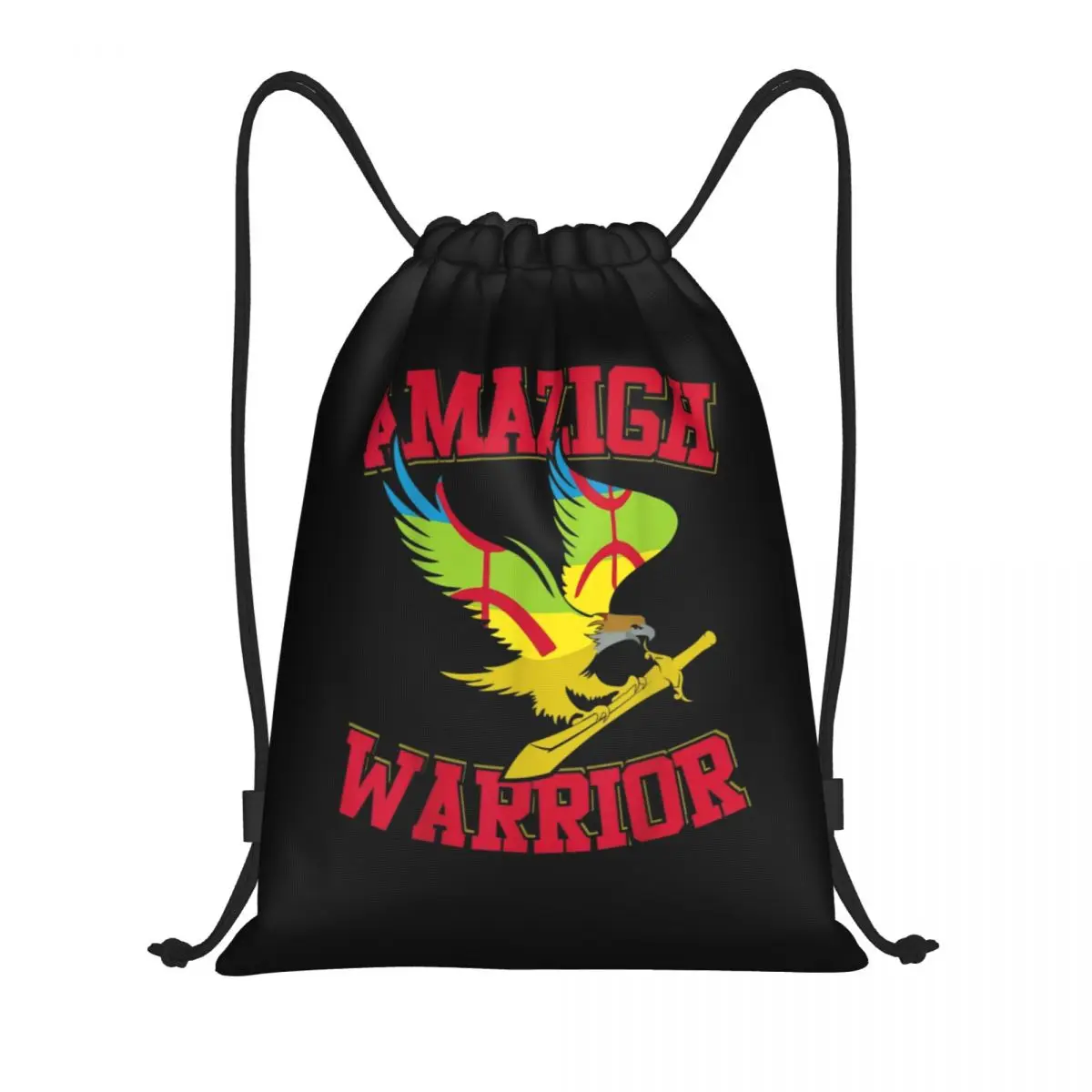 

Amazigh Warrior Kabyle Berber Amazigh Flag Gift Drawstring Bags for Shopping Yoga Backpacks Men Imazighen Sports Gym Sackpack