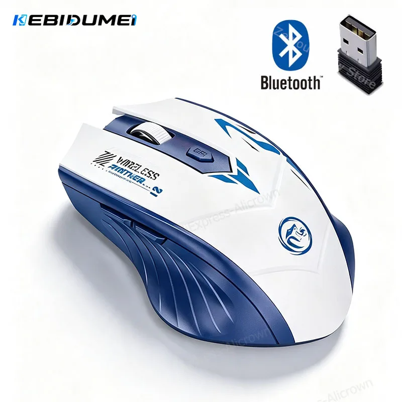 KEBIDUMEI Bluetooth 5.2 Mouse Dual-Mode 2.4G Wireless Mouse 6 Buttons Gaming Mice Rechargeable E-Sports Mouse 1600DPI For Laptop