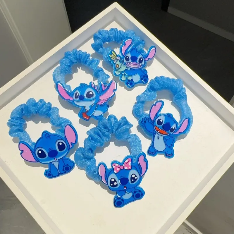 Disney  Stitch Women's Headband Kawaii Stitch Acrylic Hair Clip Rubber Band Hair Accessories Girls Gift Hair Tie Ornaments