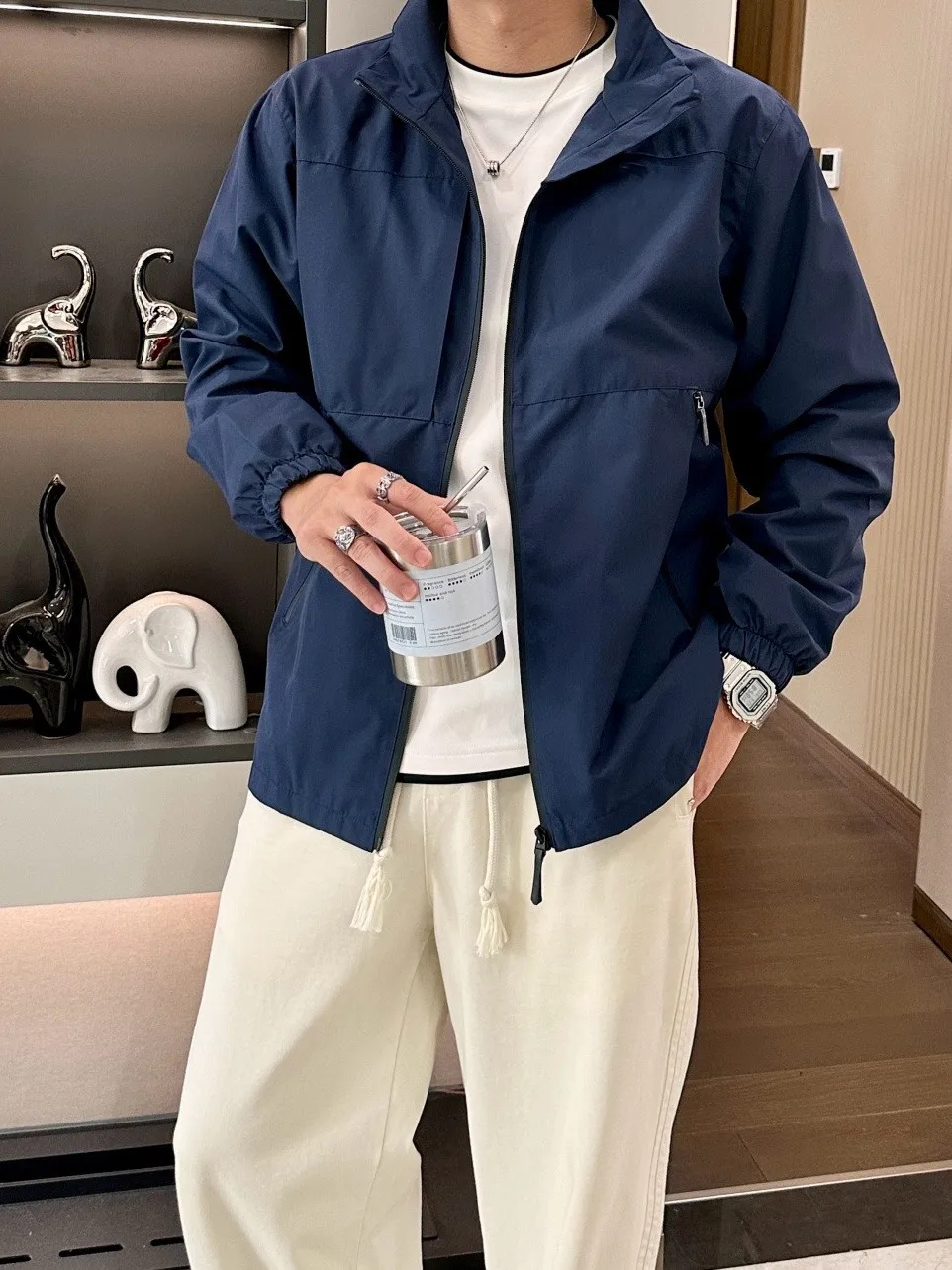 BC old money style early spring business stand-up collar top jacket men's simple casual jacket