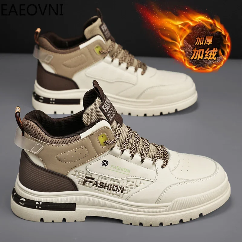 Motorcyclist Boots Snow Shoes High Tops Lace-up Water Proof Anti-slip British Style EAEOVNI  Explosive Style New Style Men Boot