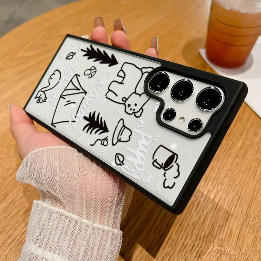 Silicone Matte Phone Case For Samsung Galaxy S25 Ultra Funda S24 Ultra S24 FE S23 Ultra S26 Prtotective Cartoon Painted Cover