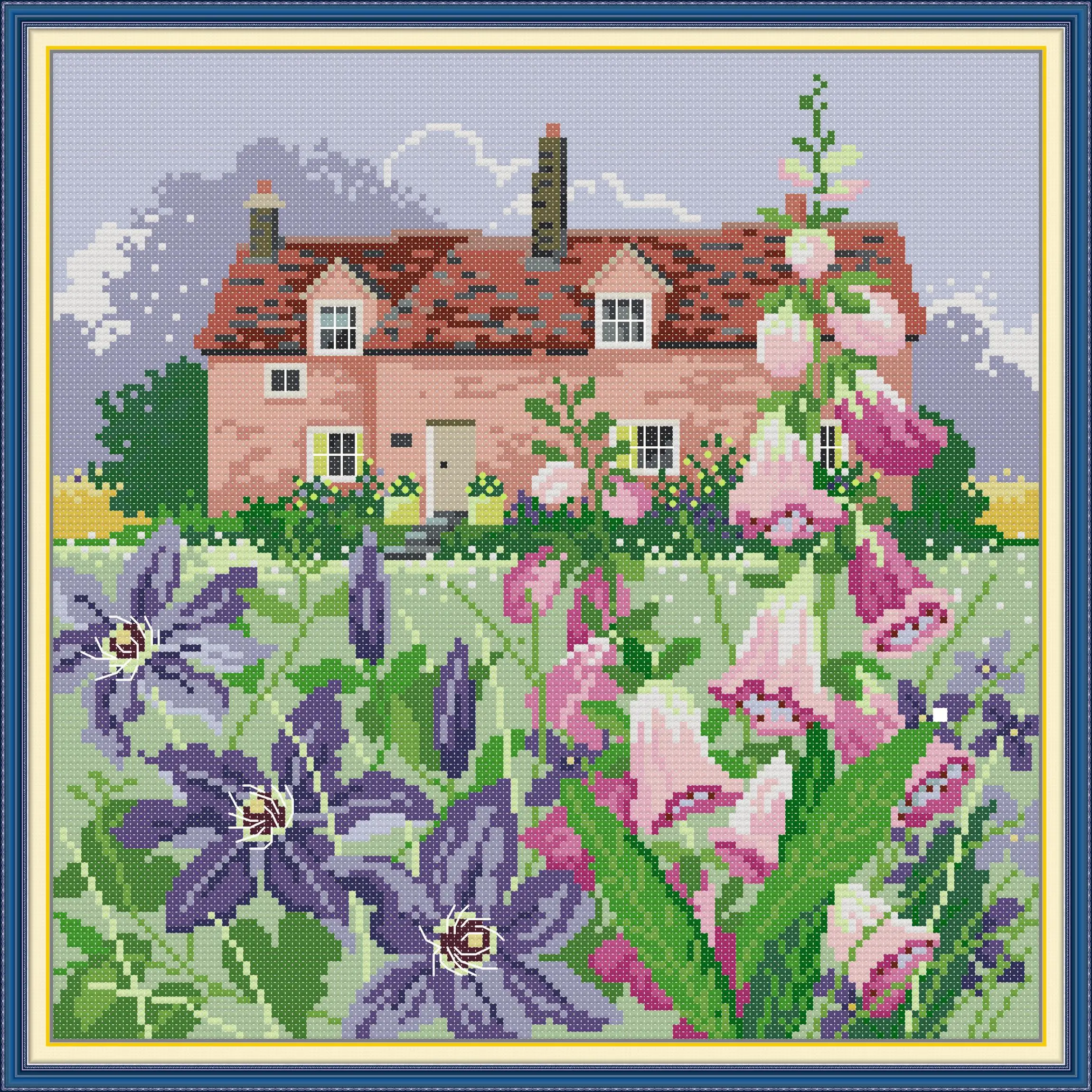 

Soulgift News Pre-Printed Cross Stitch Kit,Stamped Aida Fabric with DMC Threads,Embroidery Kit - Wilderness Four Seasons -Spring