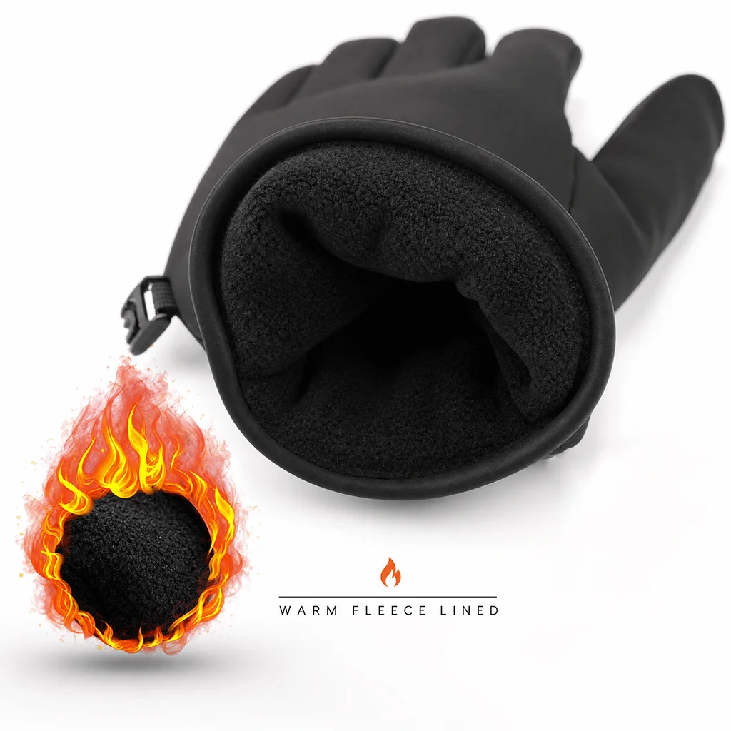 All‑Weather Outdoor Winter Gloves Water Repellent Fleece Lined Touch Screen Gloves Non‑Slip for Cycling Run Climb Multi‑Color