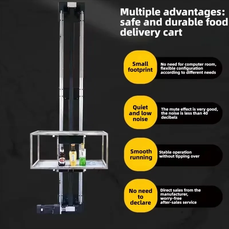 Restaurant Simple Food Elevator Dumbwaiter Single Double Rail Smart Voice Small Tray Lifting Serving Lift