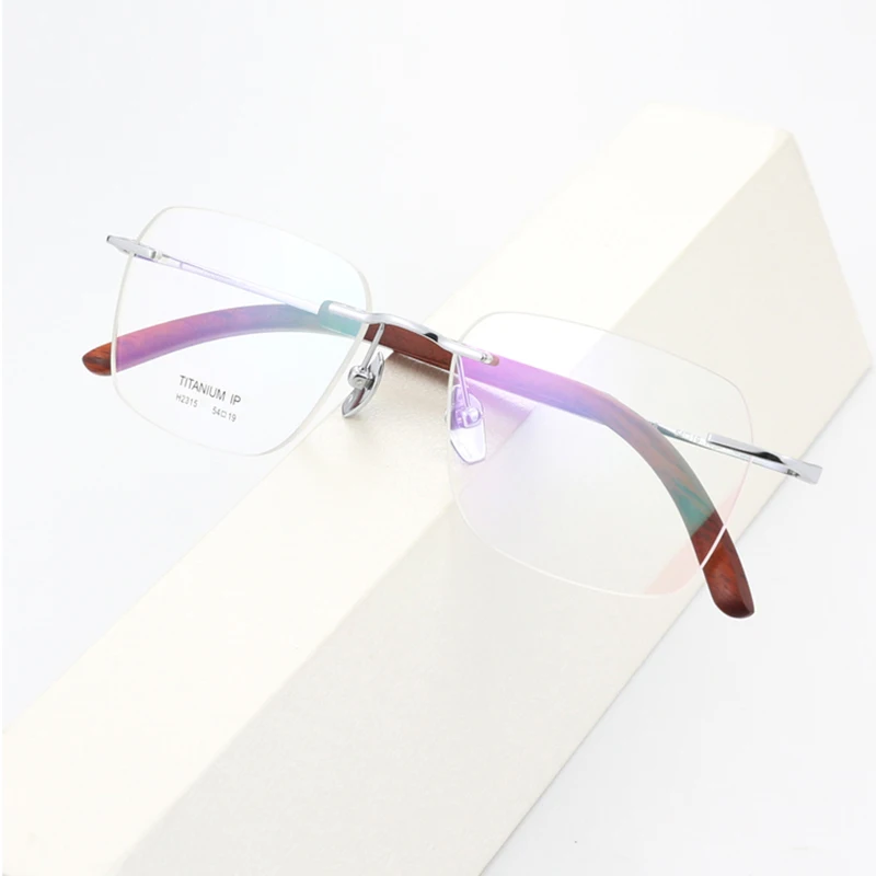 

Top Quality Pure Titanium Glasses Frame Men Optical Myopia ReadingEyewear Rosewood Temple Elegant Prescription Women Spectacles