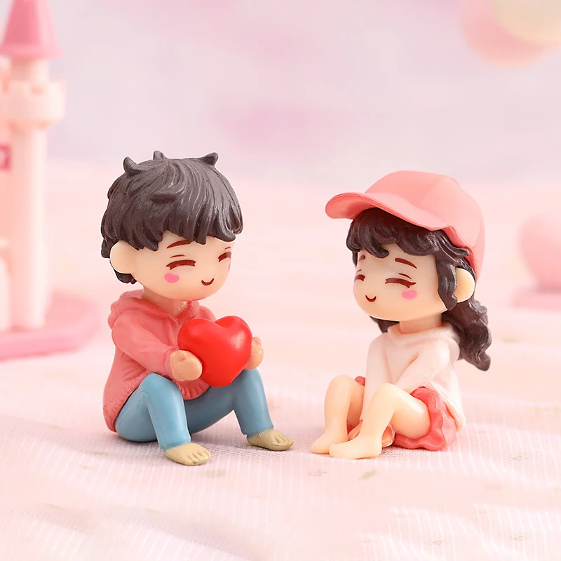 1Pair Cute Figurines Couple Lover Mini Wedding Gift Miniature Landscape Ornaments Fairy Garden Bonsai Doll House Decor Toys