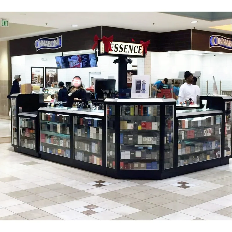 Aangepaste, Moderne Winkelcentrum Parfum Booth Display Kiosk Parfum Winkel Showcase Met Led Verlichting