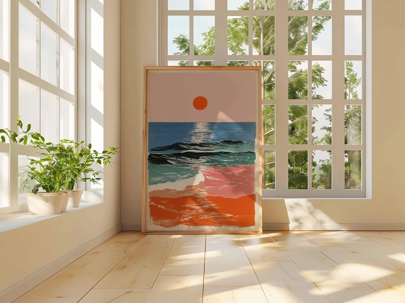 Retro Sunset Ocean Waves Poster High‑Grade Home Decoration Artwork for Bedroom, Living Room, Office & Interior Space