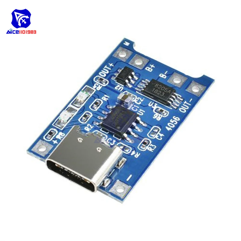 5 stücke tp4056 typ-c usb 5v 1a 18650 lithium batterie ladegerät tp4056 modul lade karte mit schutz dual funktionen li-ion