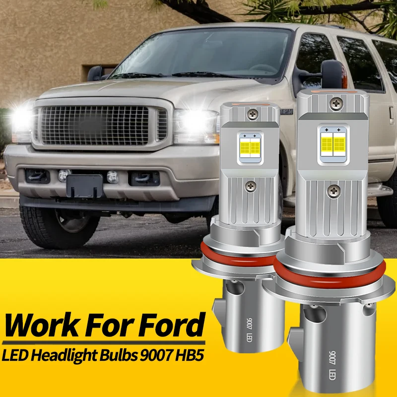 

2PCS LED Headlight Bulbs 9007 HB5 Hi/Lo Beam Canbus For Ford F-250 F-350 F450 F550 Super Duty 99-04 Excursion 00-04 Taurus 90-07