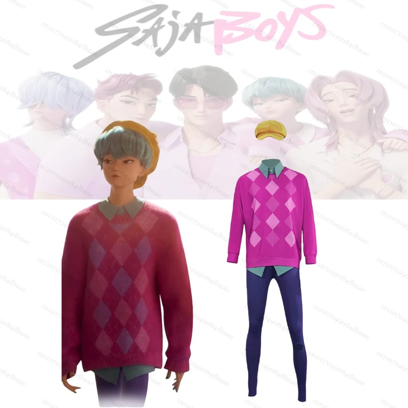 Saja Cosplay Anime KPOP démon chasseur Costume Saja chapeau col de chemise sweat à capuche pantalon adultes hommes tenues d'halloween