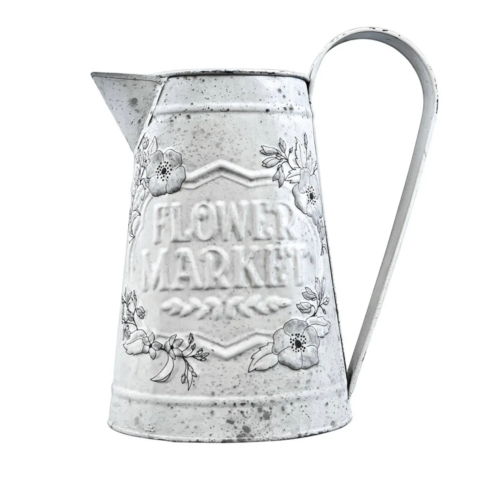 Decorative Outdoor Iron Watering Can Vintage Embossed Floral Jug Planter for Indoor Garden