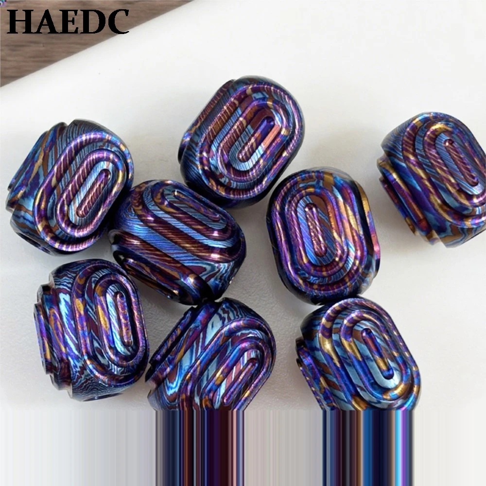 

Titanium Damascus Steel Back Pattern Versatile Design Paracord Knife Pendant Fidget Slider Tail Pendant Survival Akcesoria