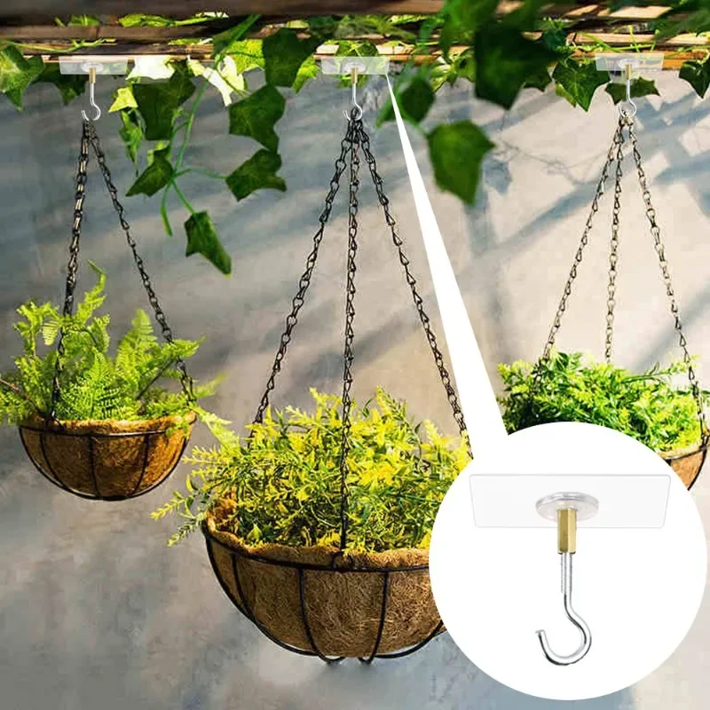 Metal Ceiling Hooks Wall Mounted Hanging Basket Hooks Plants Flower Pots Lanterns Hanging Holder for Outdoor Garden Decor Tool