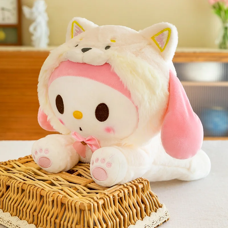 

Kawaii Sanrio Mymelody Kuromi Cinnamoroll Transform Into A Panda Throw Pillow Plush Stuffed Doll Toys Kids Girls Birthday Gifts