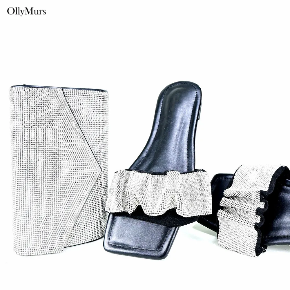 جديد وصول حجر الراين الأفريقي امرأة الأحذية والحقائب مجموعة النمط الإيطالي حذاء نسائي بكعب عالٍ مجموعة الحقائب حجم للحزب 38-42 #4