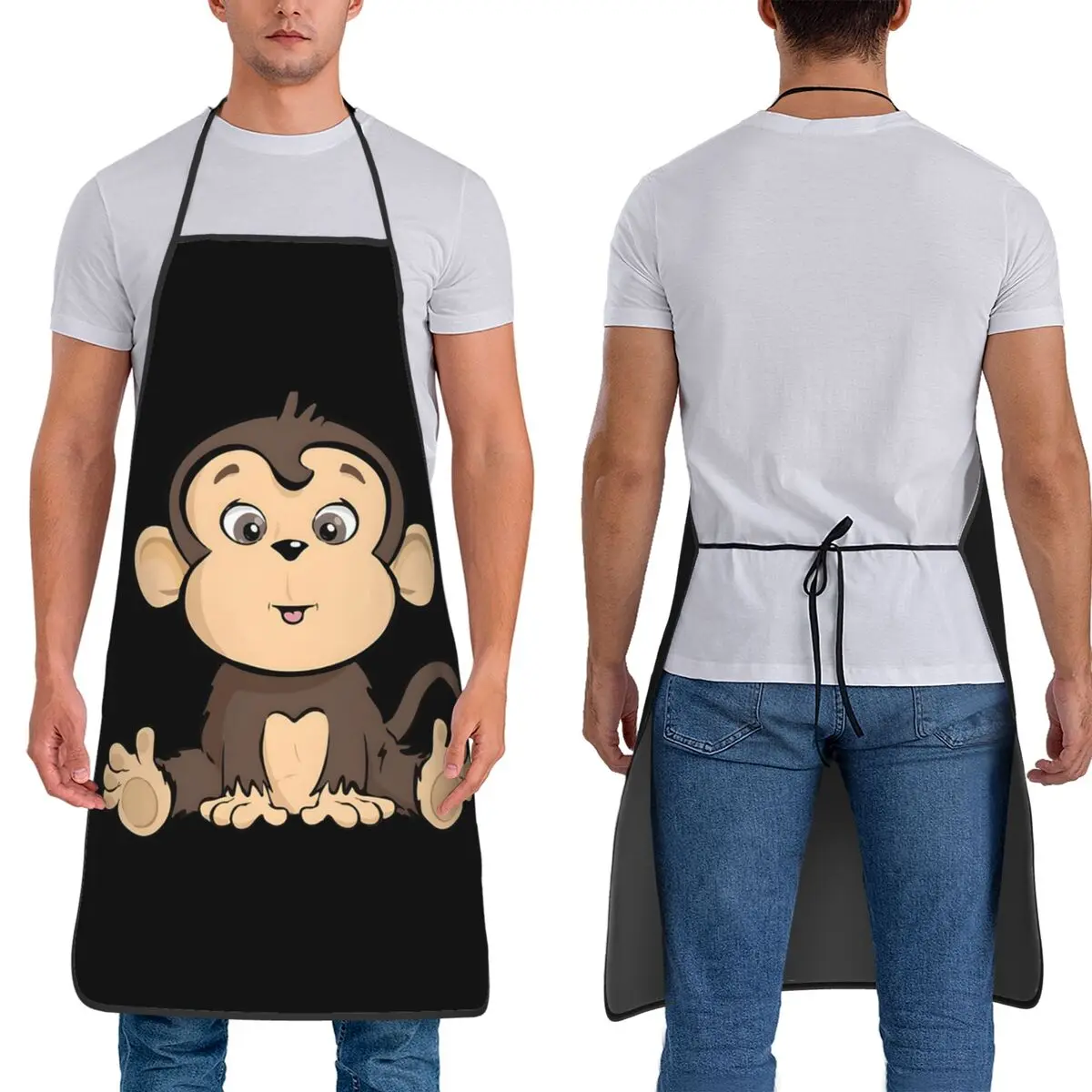 

Фартуки с изображением обезьяны, шеф-повар, кулинария, кухня, нагрудник без рукавов, кухонный сарафан для уборки для женщин и мужчин, садоводство