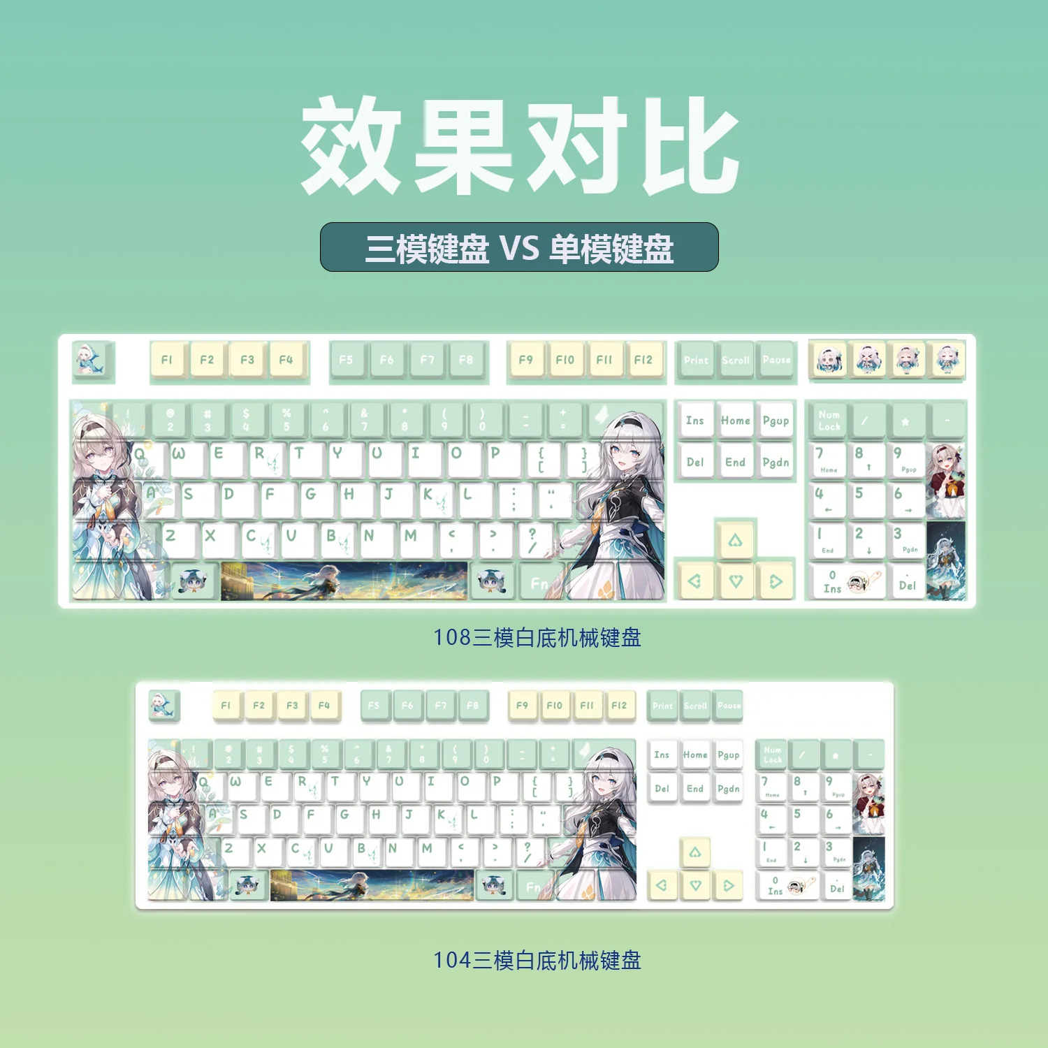 Firefly 128 PBT Keycaps Honkai Star Rail DYE Sublimation Key Cover Cherry Cross MX Switch Key Caps for Mechanical Keyboard Gift