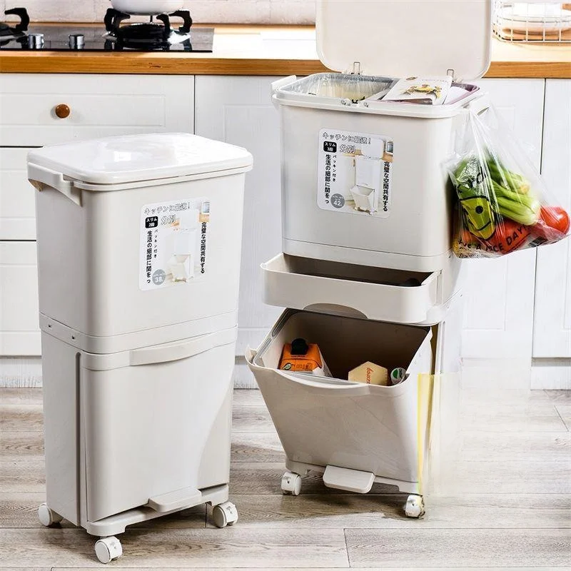 

Kitchen Tra Can with Lid Living Room Multi-Function Wet And Dry Tra Can Toilet Plastic Foot Pedal Opening round ape