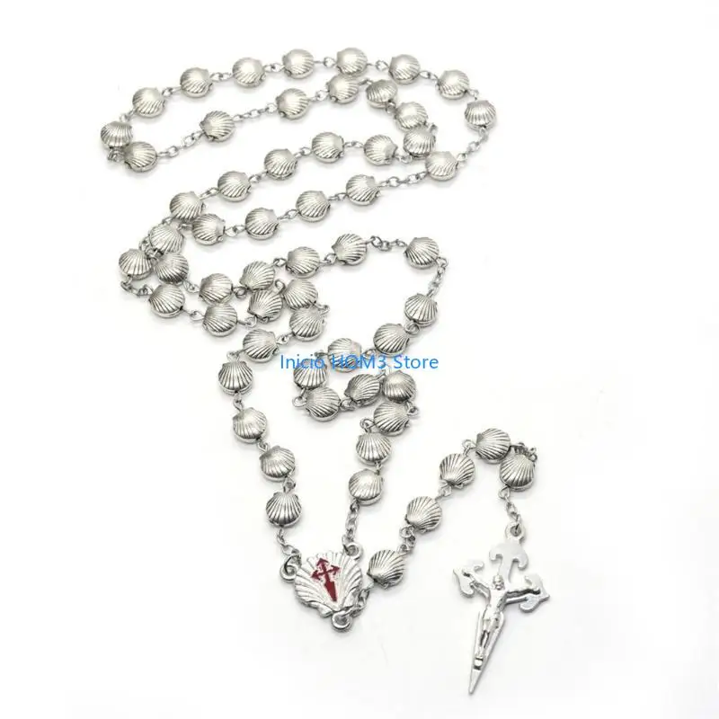 A5YD Necklace with Shells Beads Religious Jewelry for Faithful & Fashionable