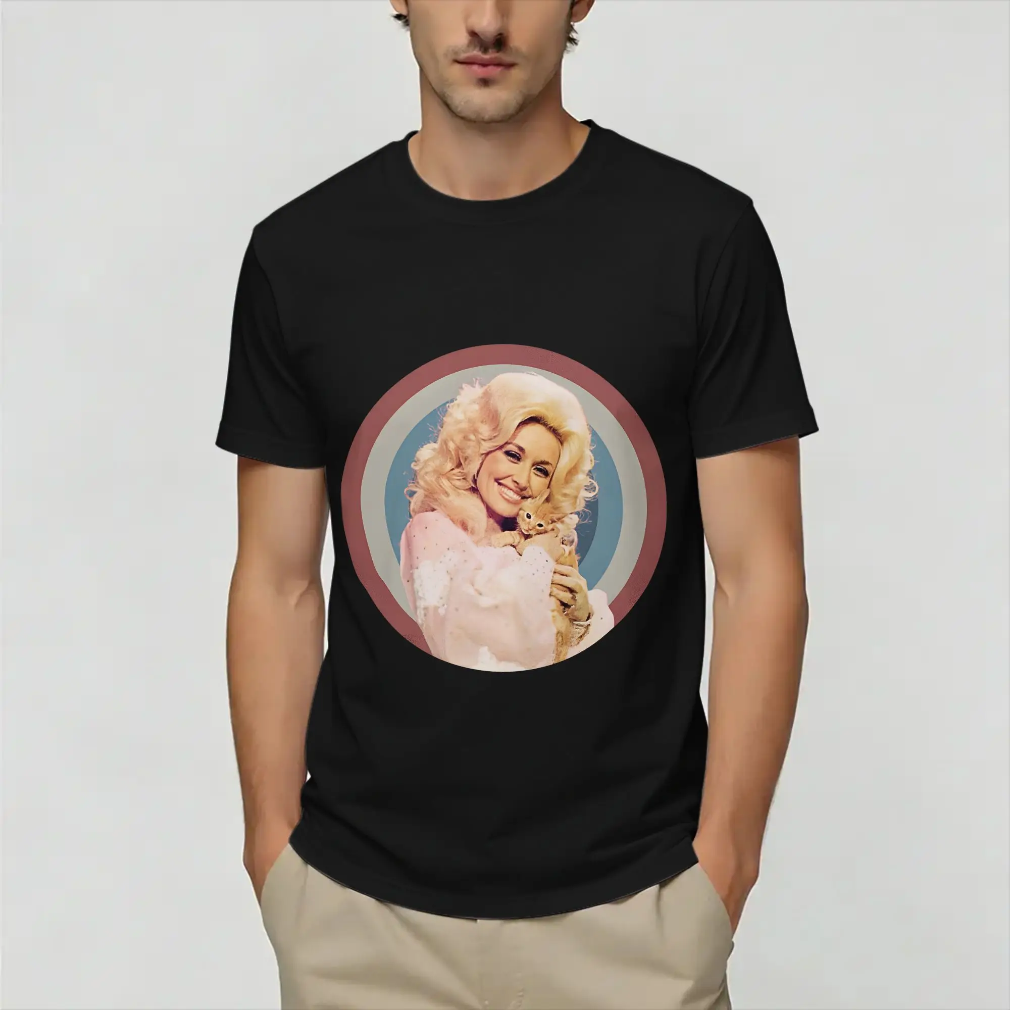Funny Dolly Partons T-Shirt Men O Neck Pure Cotton T Shirts  Short Sleeve Tee Shirt Big Size Clothing