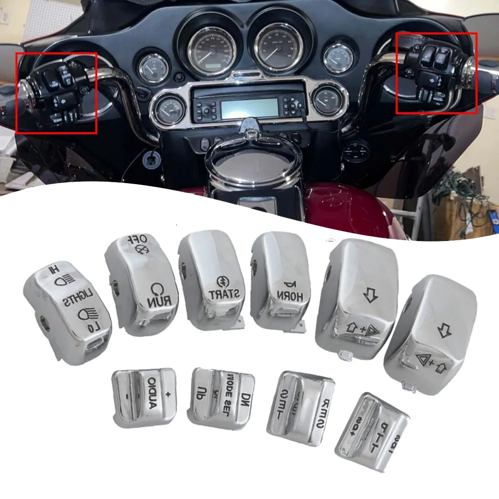 Motorcycle Switch Caps For Harley Davidson Electra Glide Road Glide Trike 1996‑2013 High Quality Abs Plastic Chrome Switch Caps