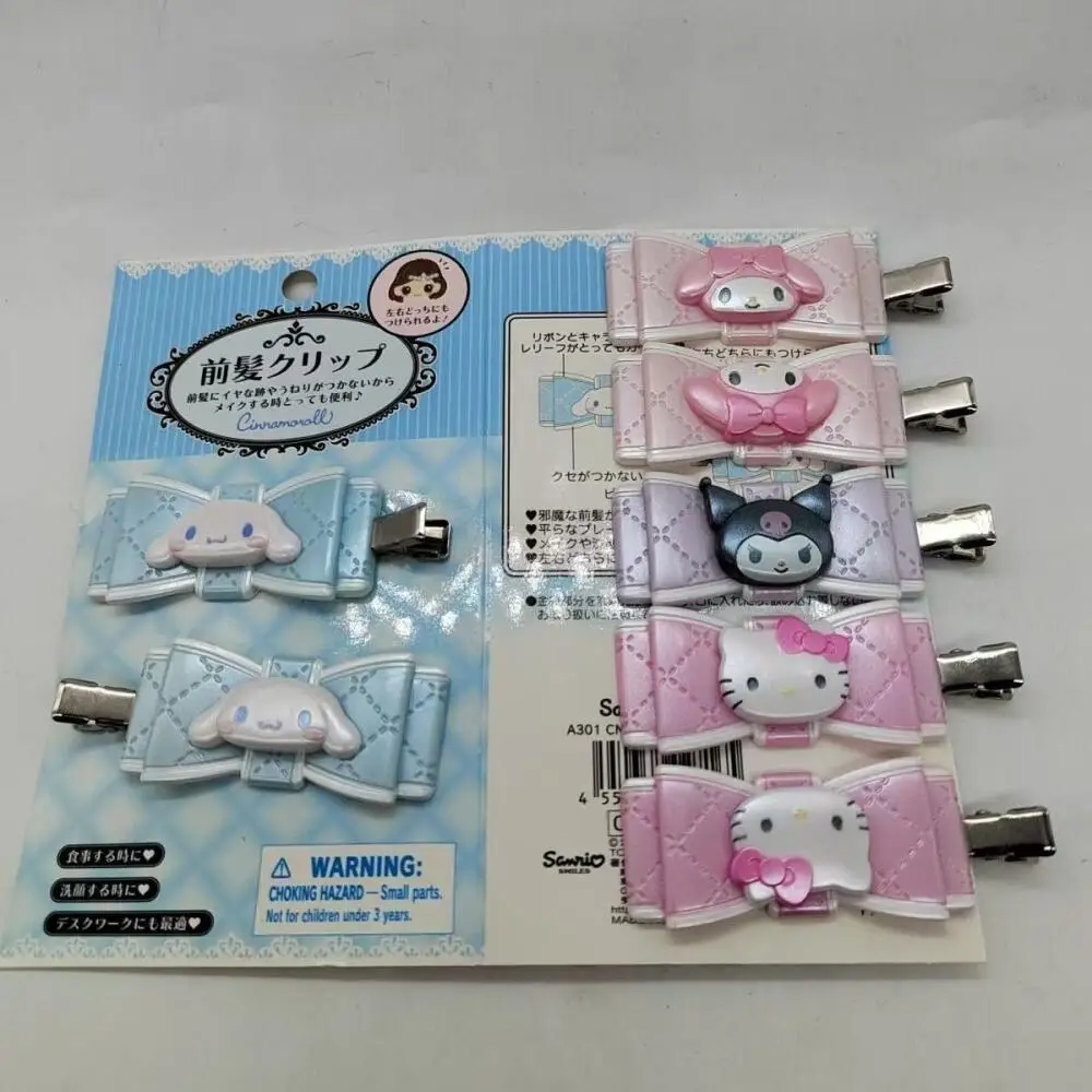 Nueva horquilla con lazo de dibujos animados Sanrio Hello Kitty Cinnamoroll My Melody Kawaii chica clip para el cabello flequillo clips laterales regalo de cumpleaños del amigo