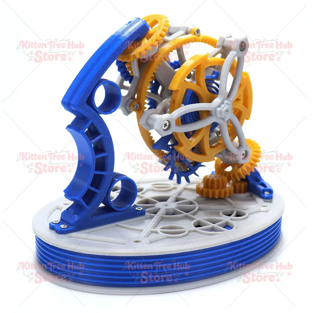 Dual axis tourbillon model power 3D printing pendulum clock mechanical principle desktop pendulum gear