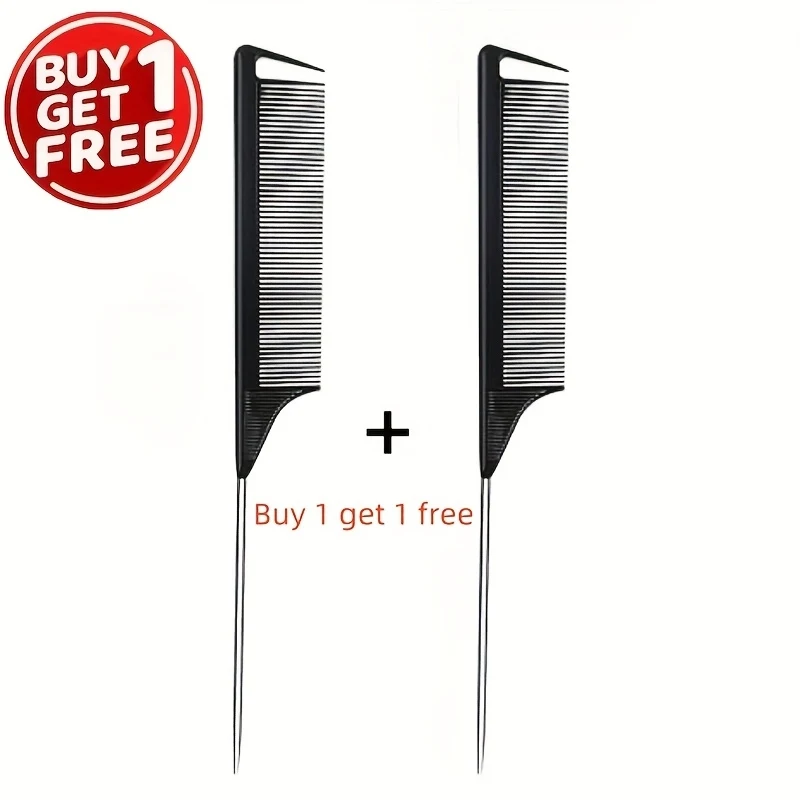 Buy 1 Get 1 Free Professional Pointed Tail Comb, Anti-Static Hair Dye Mouse Tail Comb, Long Steel Needle Hair Comb