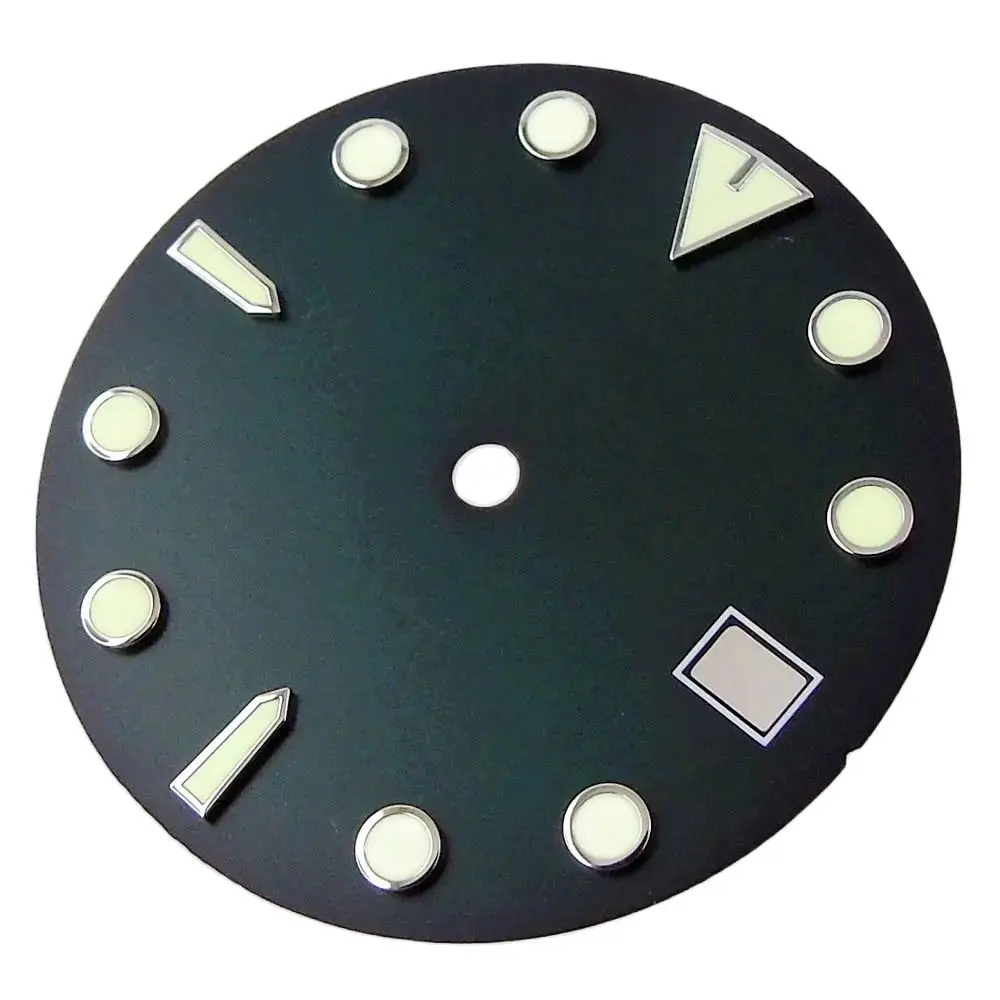 29mm super leuchtende Uhr schwarz blau Zifferblatt passend für nh35 nh36 Automatik werk Datum Fenster schwarz blau grau Sunburst Zifferblatt