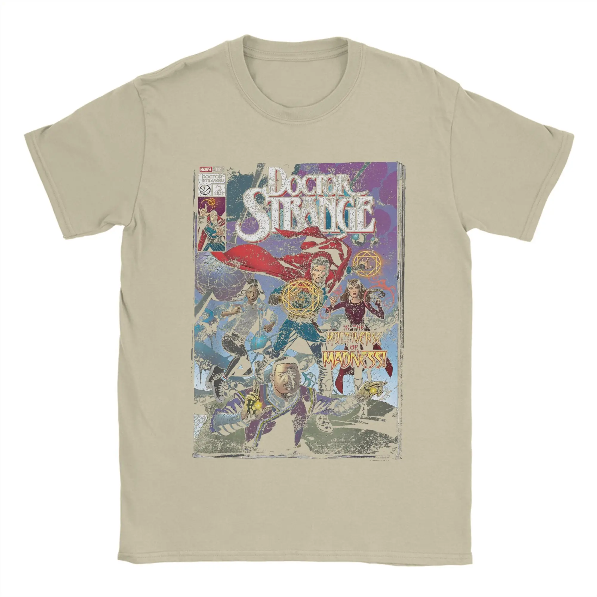 تي شيرت Marvel Vintage Doctor Strange in Crazy Multiverse تي شيرت رجالي برقبة دائرية من القطن الخالص تي شيرت كوميدي بأكمام قصيرة