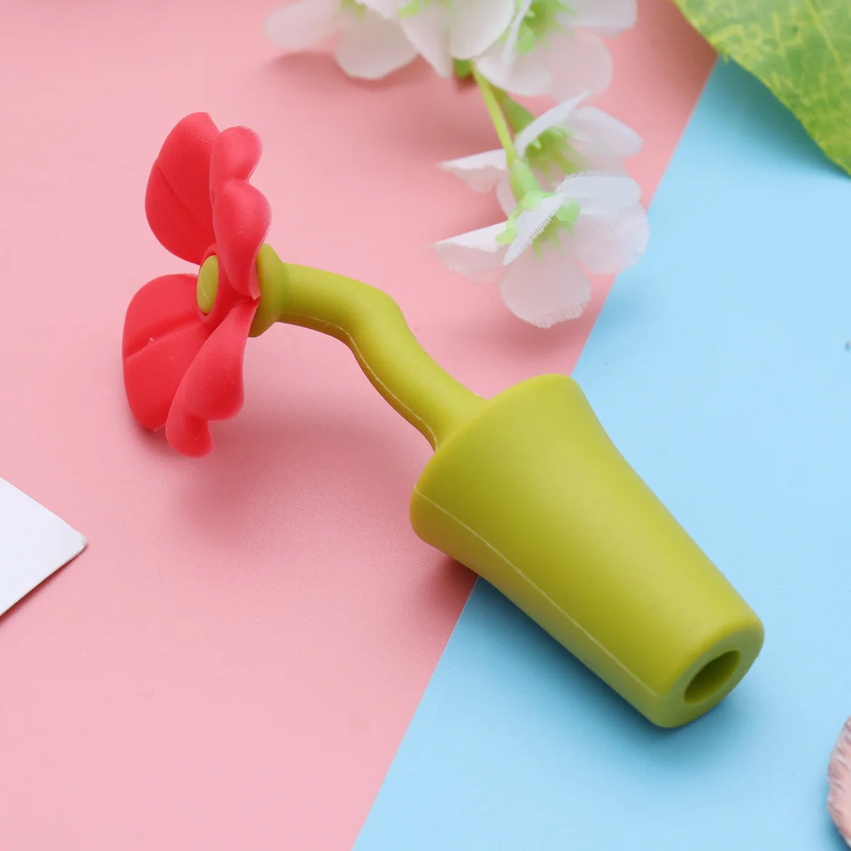 

1pc Wine Bottle Stoppers Flower Shape Silicone Beverage Closure Sealing Caps For Wine Soda Oil Vinegar Red