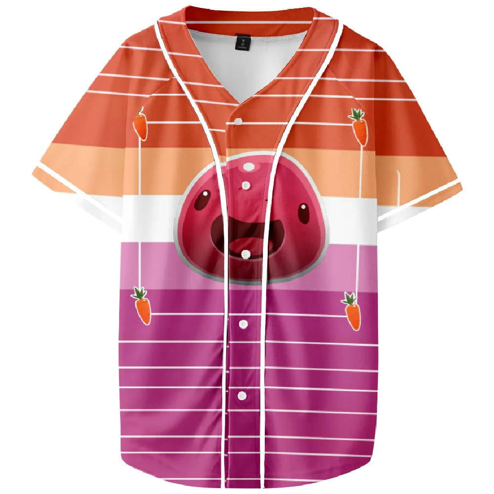 Game Slime Rancher 2 Color5 Print Streetwear Harajuku Thin button Baseball uniform Baseball Jersey Men/Women