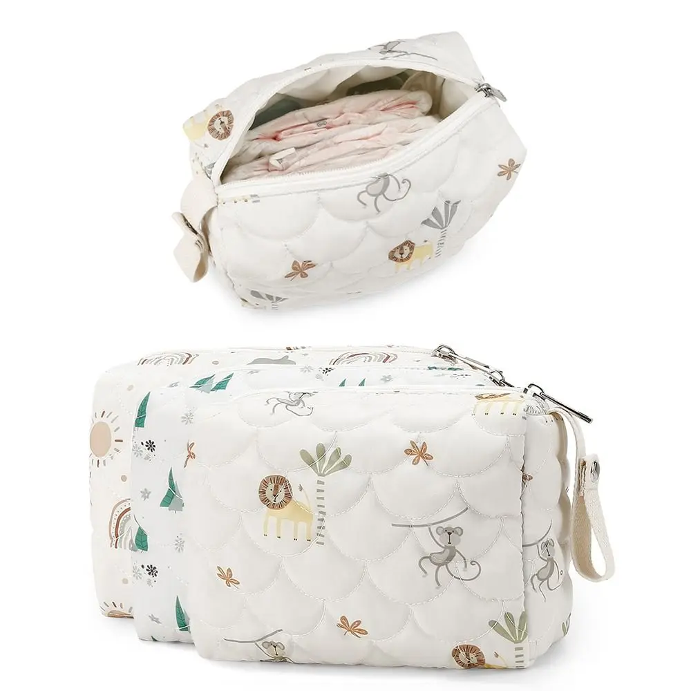Portable Reusable Diaper Bag Rainbow Printed Zipper Nappy Bags Wet/Dry Storage Handbag for Stroller