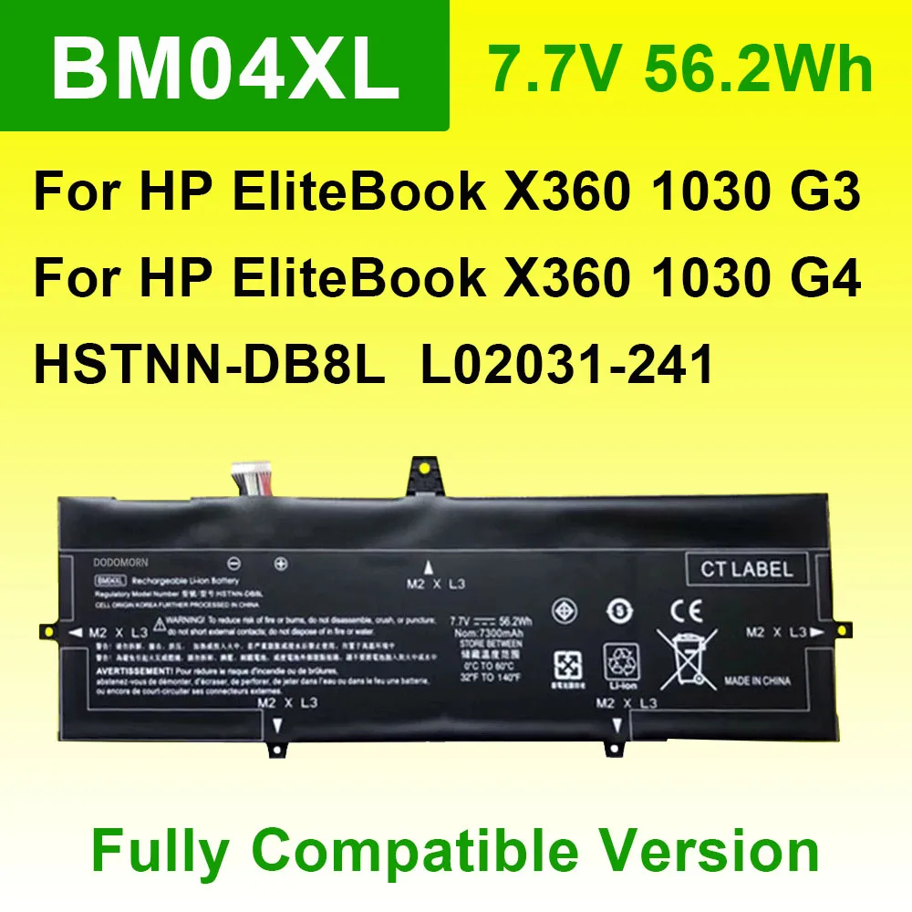 BM04XL For HP EliteBook X360 1030 G3 G4 Series Laptop Battery HSTNN-DB8L L02031-241 L02478-855 7.7V 56.2Wh With Tracking Number