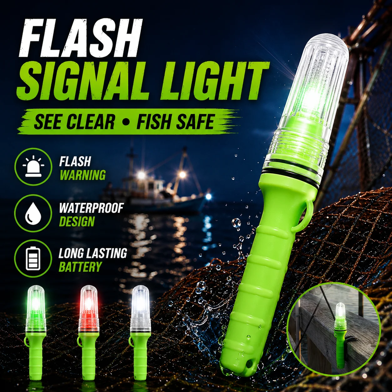 Waterproof LED Flash Fishing Signal Light Long Lasting Battery Floating Net Marker Warning Lamp For Night Position Mark