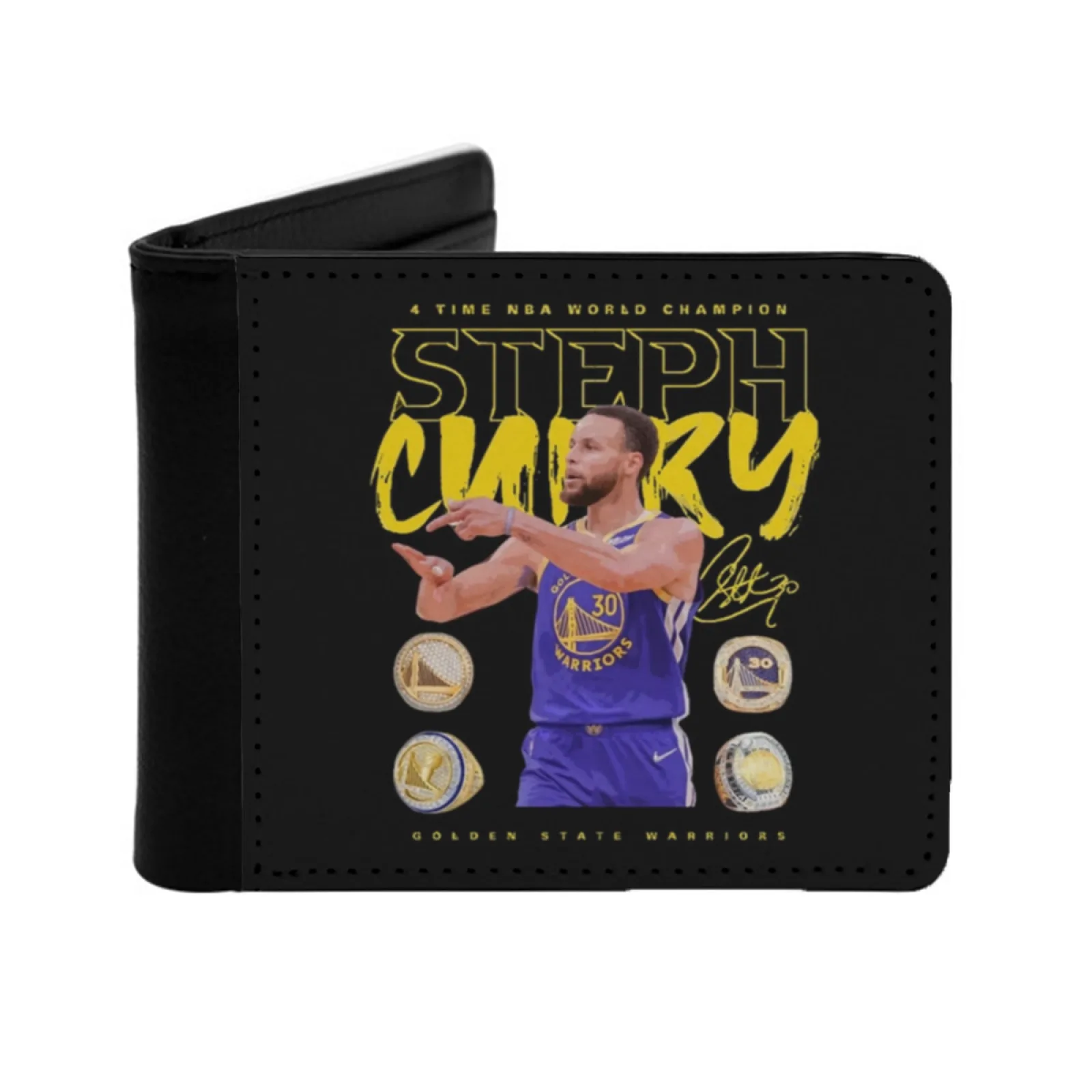 Stéph Cúrry 4 Ríngs New Print Wallet Short Men Wallets Credit Card Holder Purses Stéph Cúrry Góldén Státé Wárríórs Báskétbáll