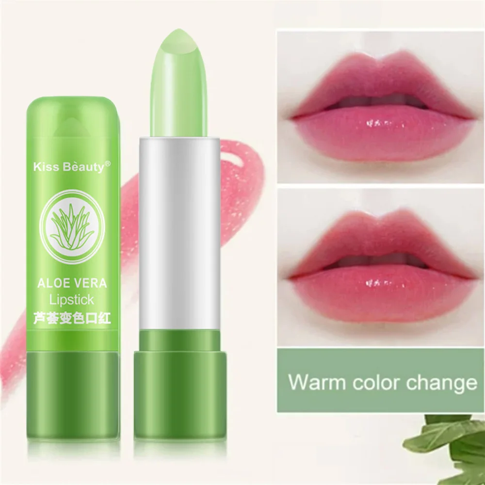 New Natural ALOE VERA Temperature Change Color Jelly Lipstick Long Lasting Moistourizing Lip Makeup Lip Balm Lip Gloss