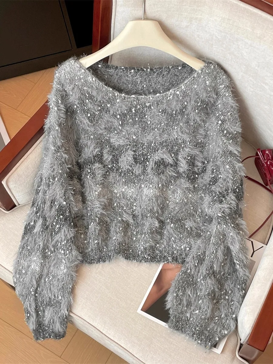 

Autumn Winter Plump Soft Cozy Women's Sweater Slimming Unique Gentle Faionable Small Fraance Sle Quali Top