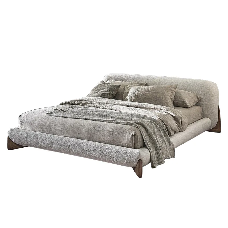 

Wabi wind cream Internet celebrity B & B ash wood Italian minimalist solid wood bed