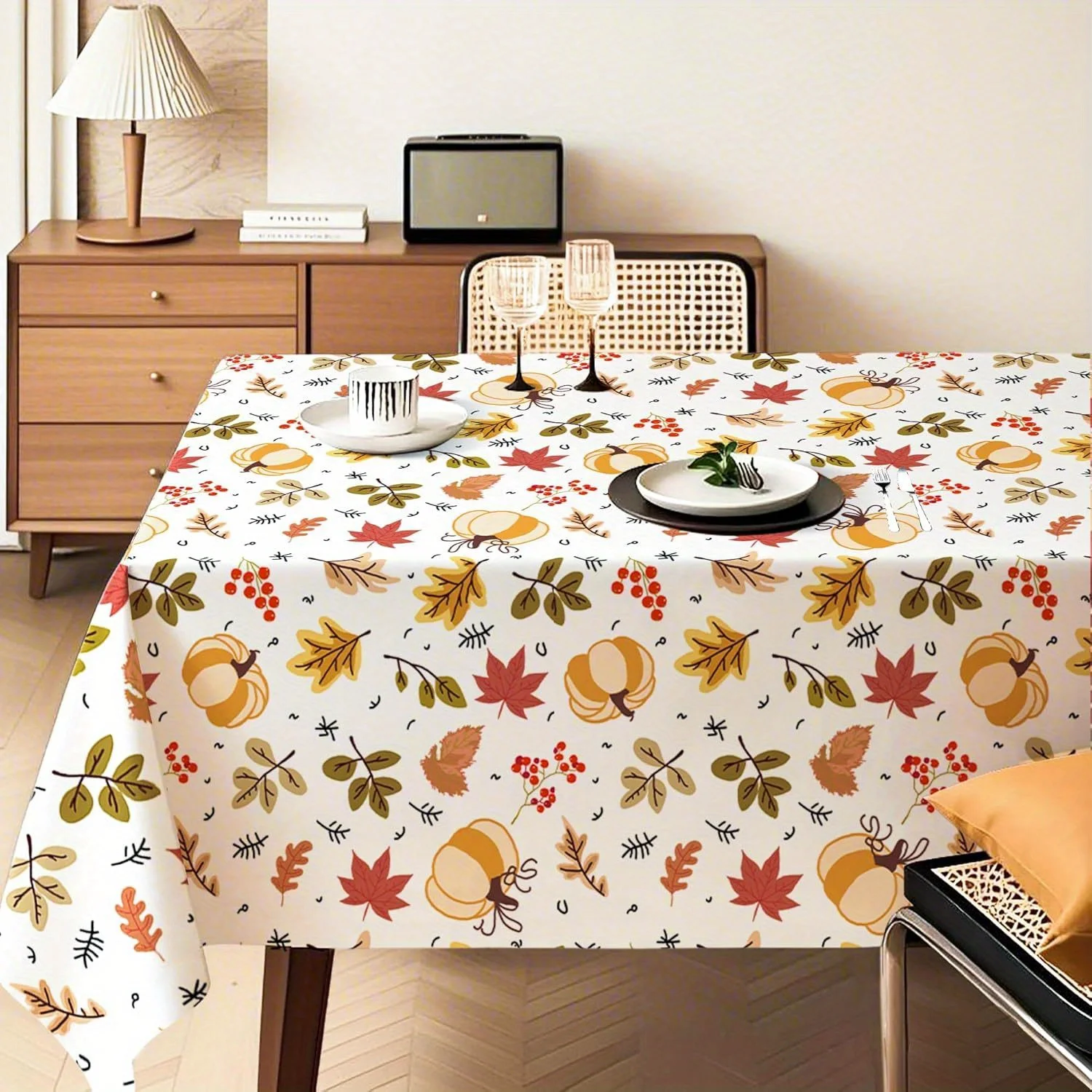 1pc Tablecloth suitable for Thanksgiving Day. The white background is blank writing paper.PMJ