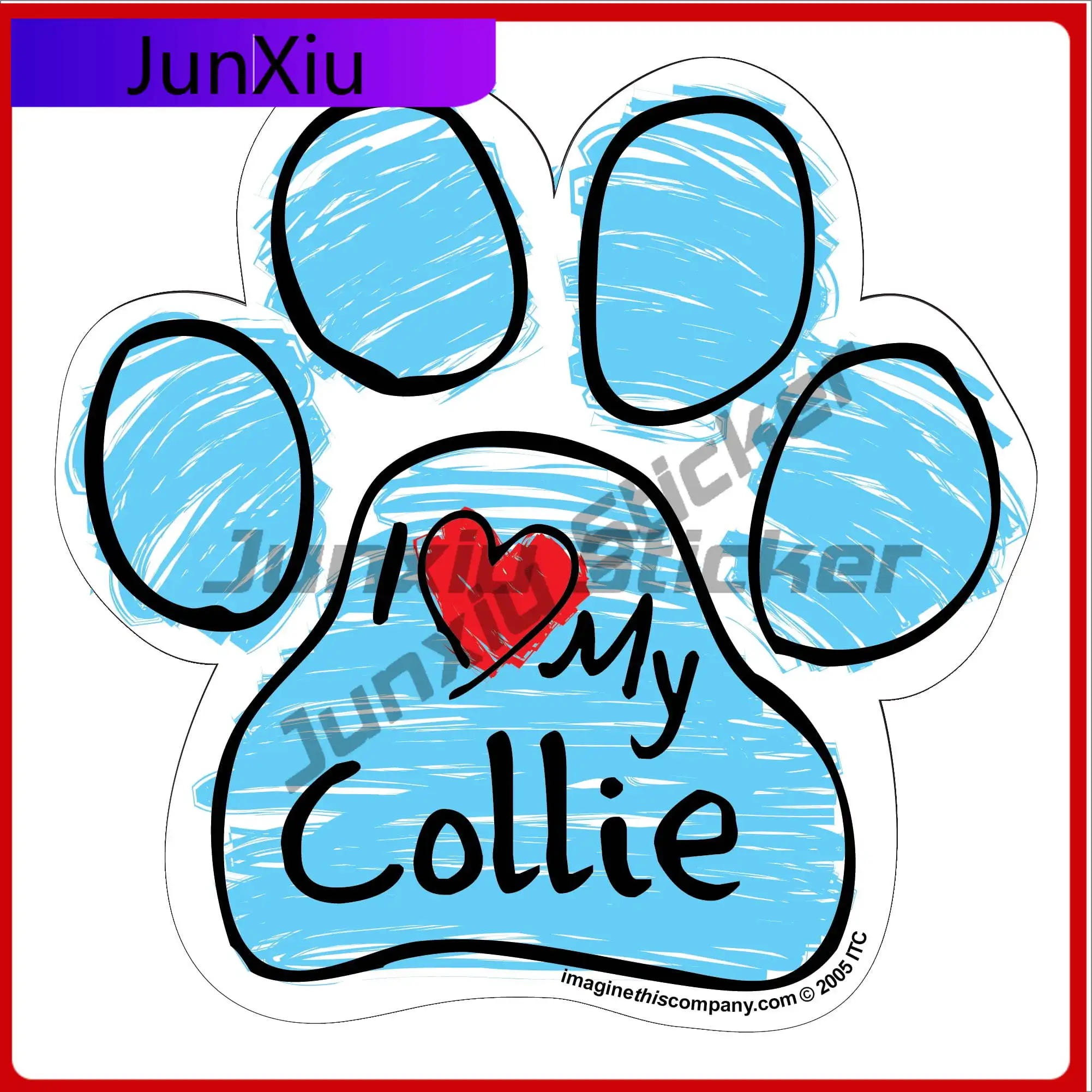 

Collie Blue Scribble Paw Unique Car Laptop Window Bumper Waterproof Truck Motor Home Sticker Cute Cute Cute Trendy Trendy Funny