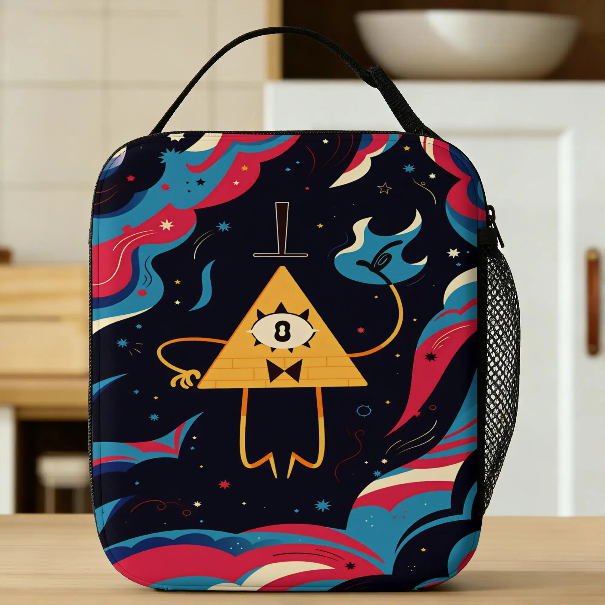 G-Gravity Falls Lunch Bag Bill Cipher Kawaii Lunch Box For Girls Office Portable Zipper Cooler Bag Waterproof Thermal Lunch Bags