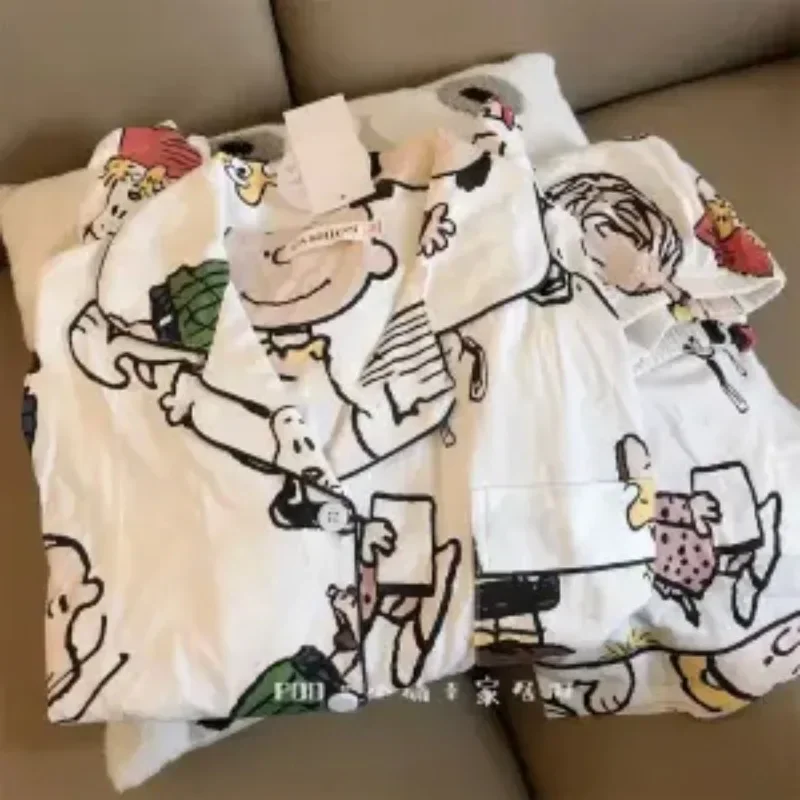 Snoopy pajamas for women spring and autumn new long-sleeved trousers Japanese style ins cartoon cute and sweet home clothes set