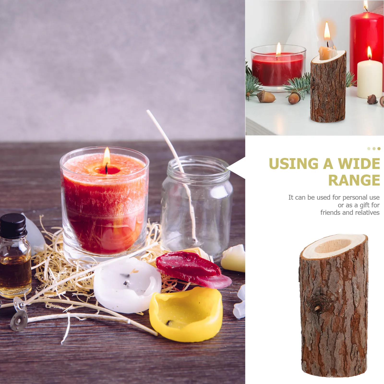 Wooden Bevel Holder Vintage Creative Candlestick Modern Home Decor Wedding Party Candlelight Dinner Candles Holder
