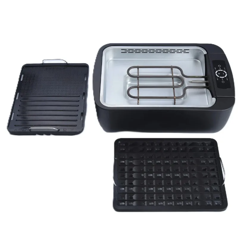 1100W Smokeless BBQ Grill Fast Heating Adjustabe 446℉ Even Heating Temperature Indoor Grill Non-slick Magnesium Alloy Gril Plat