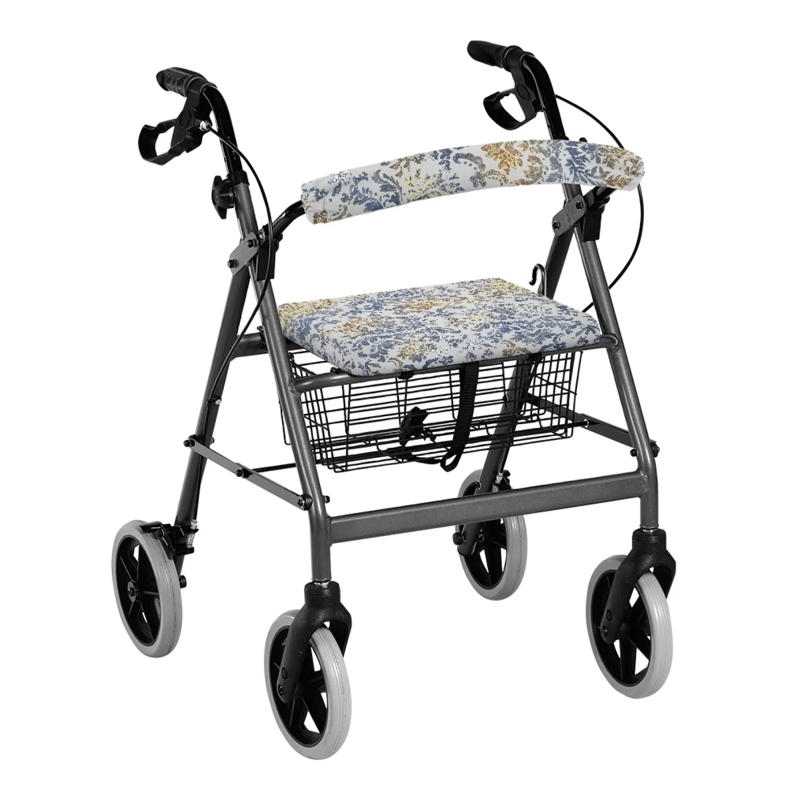 Coloranimal Damask Print 2 Pcs Rollator Walker Seat and Back Polyester Fabric Seat & Backrest Cover Set for Elderly Adults